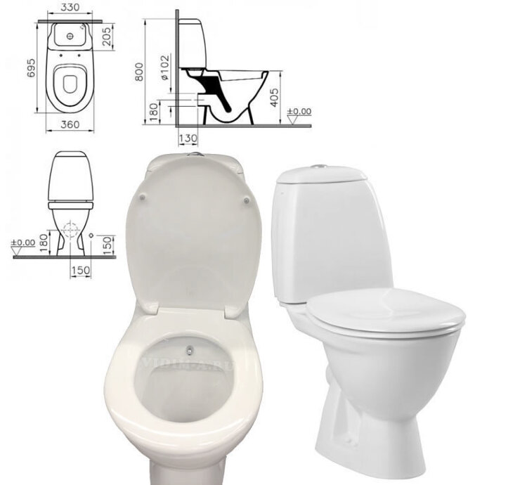 Унитаз-компакт Vitra Grand с бидеткой, сидение дюропласт арт.9763B003-1206:
