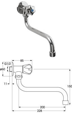 Вит Настенный кран Vidima B1799AA /BA160AA Вит Настенный кран Vidima B1799AA /BA160AA