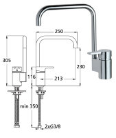 Актив смеситель однорукоятковый, для кухни, под 1 отверстие, R-излив,хром Ideal Standard B8084AA