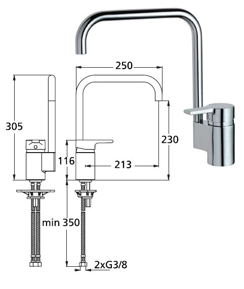Актив смеситель однорукоятковый, для кухни, под 1 отверстие, R-излив,хром Ideal Standard B8084AA Актив смеситель однорукоятковый, для кухни, под 1 отверстие, R-излив,хром Ideal Standard B8084AA